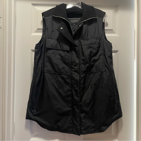 Lafayette 148 Willis Layered Down Puffer Vest Quilted Wool Layered Long Size M - Picture 1 of 9